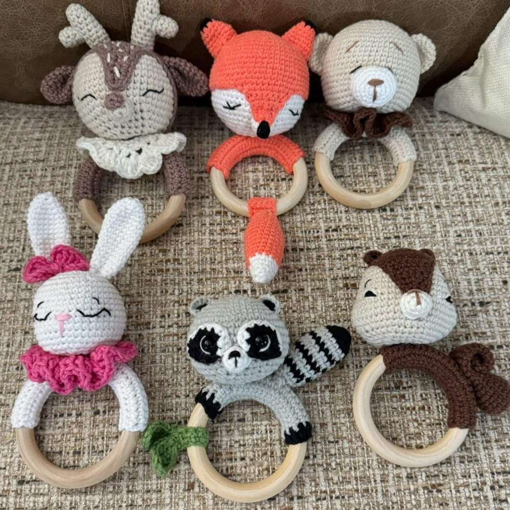 Handmade Animal Crochet Baby Rattles
